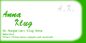 anna klug business card